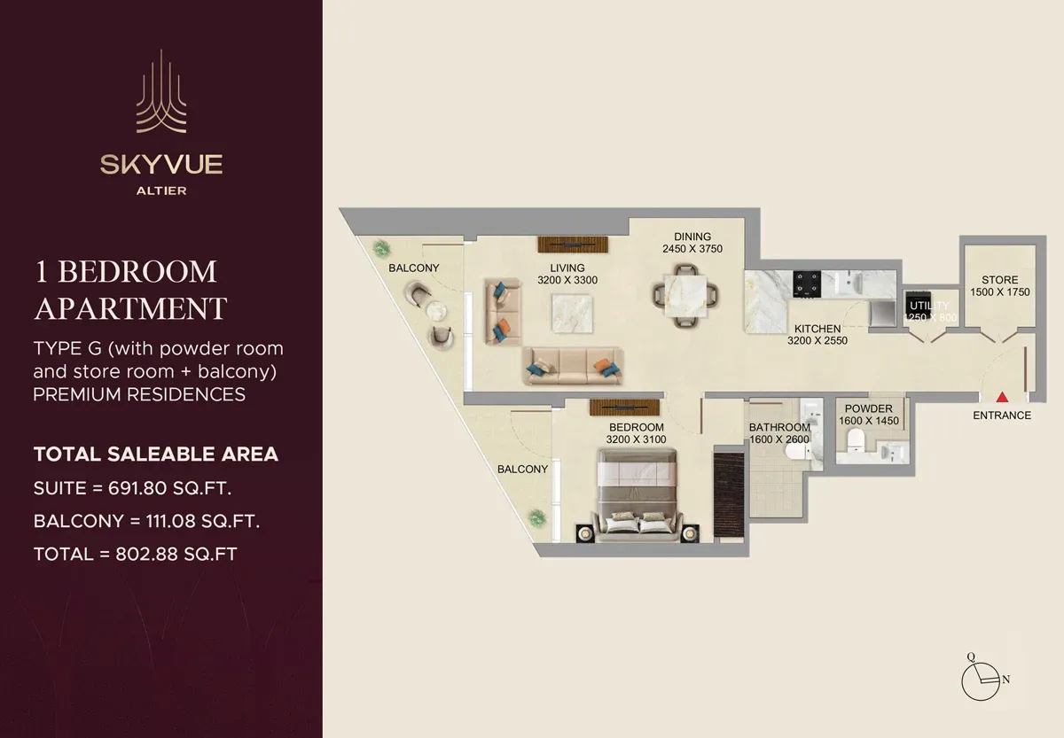 1 Bedroom 1 BedRoom - G plan