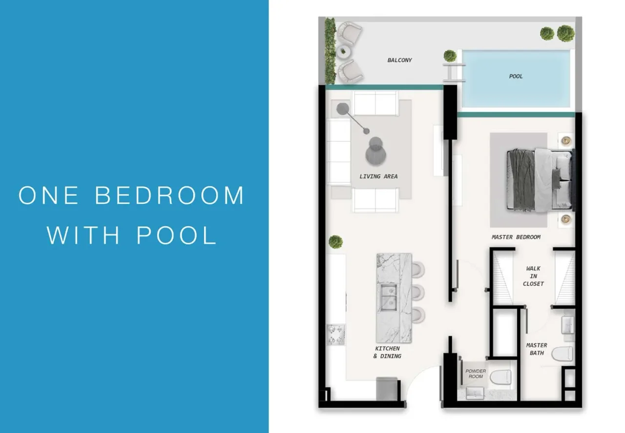 1 Bedroom One Bedroom With Pool plan